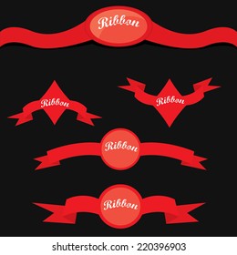 Set of retro red ribbons and labels. Vector illustration. red bow collection