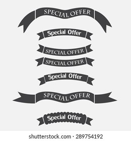 Set of Retro Ribbon Vector Illustration