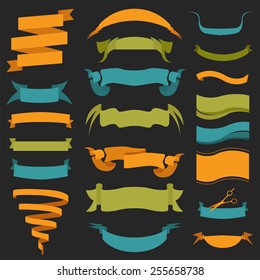 Set of retro ribbons and arrows, banner. Vector illustration