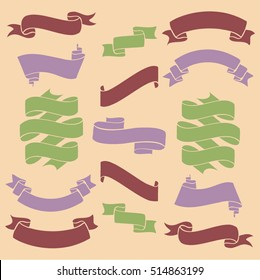 Set of retro ribbons and banners
