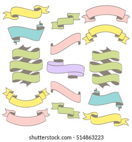Set of retro ribbons and banners