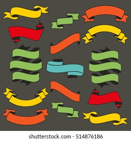 Set of retro ribbons and banners