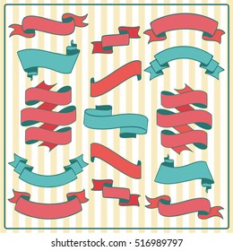 Set of retro ribbons and banners