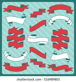 Set of retro ribbons and banners