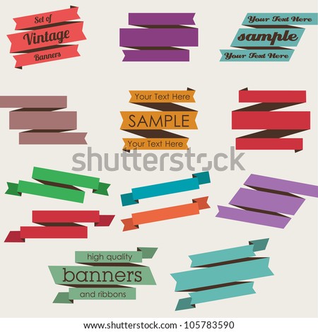 Set of Retro Ribbons and Banners