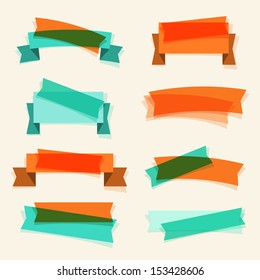 Set of retro ribbons, banners and design elements.