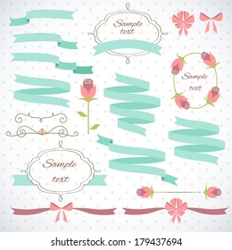 Set of retro ribbons and frames.