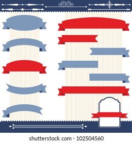 Set of retro ribbons and labels