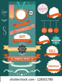 Set of retro ribbons and labels