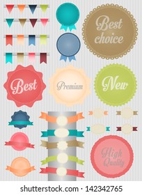 set of retro ribbons and labels
