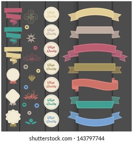 set of retro ribbons and labels