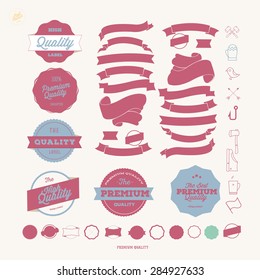 Set of retro ribbons and labels / Badges / Vector 