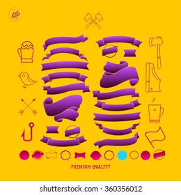 Set of retro ribbons and labels / badges / vector illustration