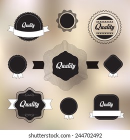 set of retro ribbons and labels, black and white