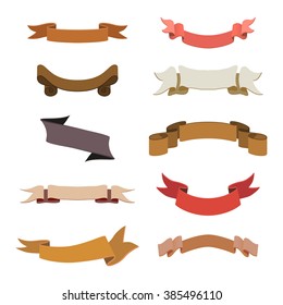 Set of retro ribbons and labels collection. Vector illustration eps 10.