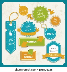 Set of retro ribbons and labels. Vector illustration