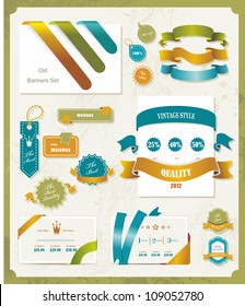 Set of retro ribbons and labels. Vector illustration