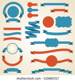 Set of retro ribbons and labels. Vector illustration.