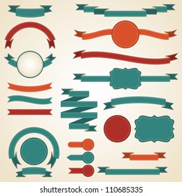 Set of retro ribbons and labels. Vector illustration.