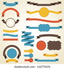 Set of retro ribbons and labels. Vector illustration.
