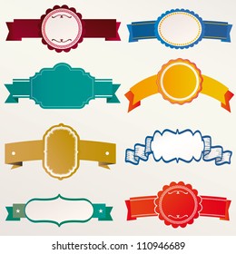 Set of retro ribbons and labels. Vector illustration.