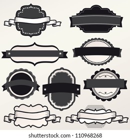 Set of retro ribbons and labels. Vector illustration.