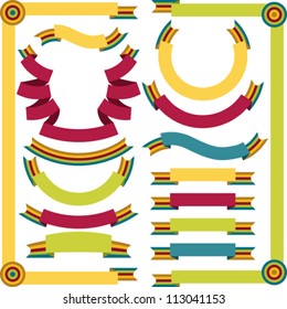 Set of retro ribbons and labels. Vector illustration.