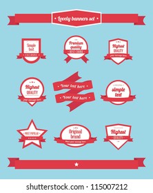 Set of retro ribbons and labels, vector set