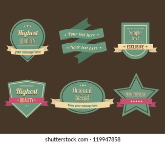 Set of retro ribbons and labels. Vector illustration.