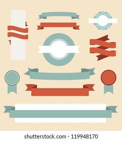 Set of retro ribbons and labels. Vector illustration.