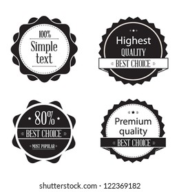 Set of retro ribbons and labels. Vector illustration. Black and white collection of Premium Quality and Guarantee Labels