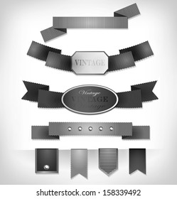 Set of retro ribbons and labels. Vector illustration/ old style