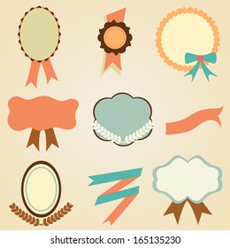 Set of retro ribbons and labels. Vector illustration. 
