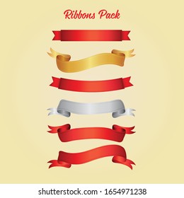 Set of retro ribbons and labels. Vector illustration.