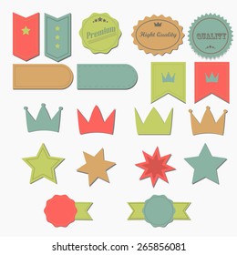 Set of retro ribbons and labels. Vector illustration ribbons and labels. Set of Superior Quality ribbons and labels, Satisfaction Guarantee Ribbons, Labels. Retro vintage style ribbons and labels