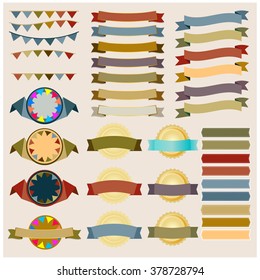 Set of retro ribbons and labels vector
