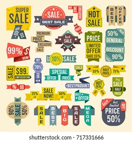 Set of retro ribbons and labels. Vector design elements.