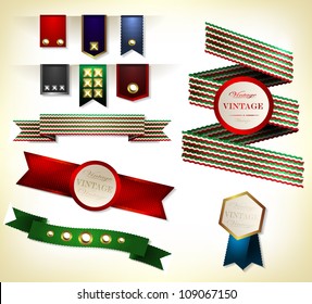 Set of retro ribbons, scrapbooking and labels. Vector illustration can be used banners, invitation, congratulation or website layout vector.
