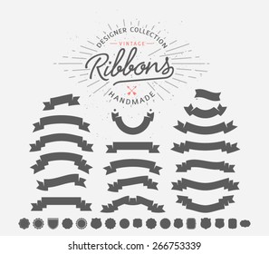 Set of Retro Ribbons, shapes for your next vintage design project | Collection of vintage frames vector design elements | Handmade quality illustration  - Designers Collection