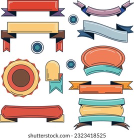 conjunto de cintas retro diseño de arte vectorial