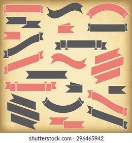 Set of retro ribbons. Vector illustration.