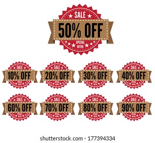 set of retro sale banner vector images
