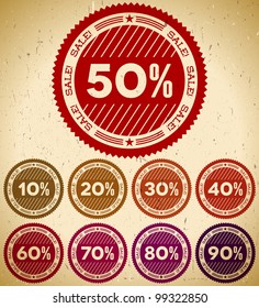 Set of retro sale stamps