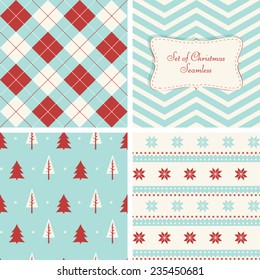 Set of retro seamless for Christmas