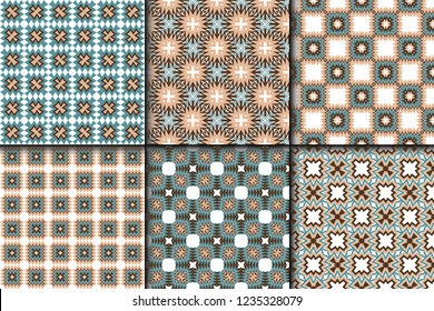 Set of Retro Seamless Pattern. Geometric, Triangle, Zig Zag. For Wallpaper, Fabric, Scrapbooking Design, Textures. Vector Illustration