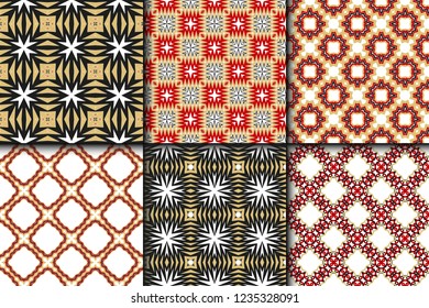 Set of Retro Seamless Pattern. Geometric, Triangle, Zig Zag. For Wallpaper, Fabric, Scrapbooking Design, Textures. Vector Illustration