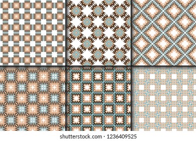 Set of Retro Seamless Pattern. Geometric, Triangle, Zig Zag. For Wallpaper, Fabric, Scrapbooking Design, Textures. Vector Illustration