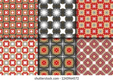 Set of Retro Seamless Pattern. Geometric, Triangle, Zig Zag. For Wallpaper, Fabric, Scrapbooking Design, Textures. Vector Illustration
