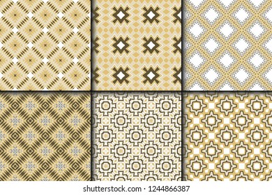 Set of Retro Seamless Pattern. Geometric, Triangle, Zig Zag. For Wallpaper, Fabric, Scrapbooking Design, Textures. Vector Illustration