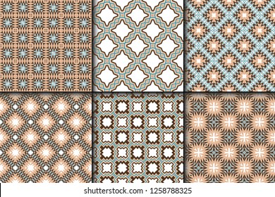 Set of Retro Seamless Pattern. Geometric, Triangle, Zig Zag. For Wallpaper, Fabric, Scrapbooking Design, Textures. Vector Illustration